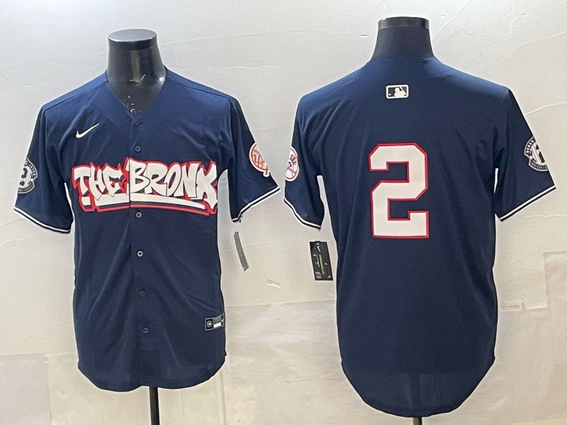 Men 2025 New York Yankees #2 Jeter Blue 4th generations Joint Name Nike MLB Jersey style 04->new york yankees->MLB Jersey